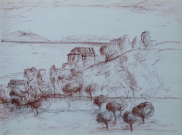 Disegno intitolato "TERR. 24" da Marc Barn, Opera d'arte originale, Pennarello