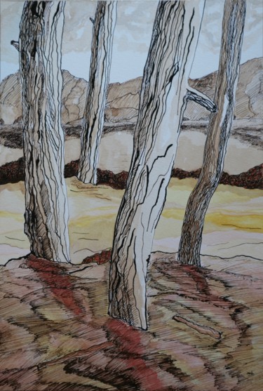 「VEGETAL 5」というタイトルの絵画 Marc Barnによって, オリジナルのアートワーク, インク