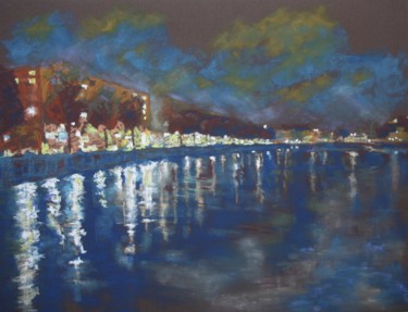 Painting titled "TERR. 18 ou Nuit bl…" by Marc Barn, Original Artwork, Pastel