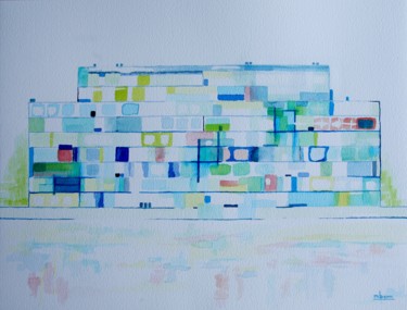 Painting titled "URBA 7 ou Transpare…" by Marc Barn, Original Artwork, Watercolor
