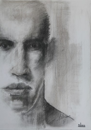 Drawing titled "PORTRAIT 20 ou Comm…" by Marc Barn, Original Artwork, Charcoal