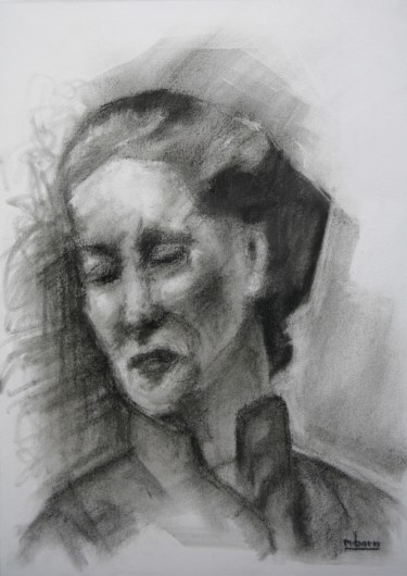 Drawing titled "PORTRAIT 26 ou Gran…" by Marc Barn, Original Artwork, Charcoal