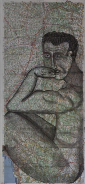 Desenho intitulada "Le penseur" por Marc Bergeron, Obras de arte originais