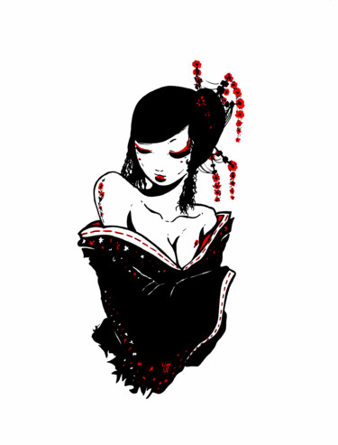 Drawing titled "Geisha 2012" by Marc Bigarnet, Original Artwork