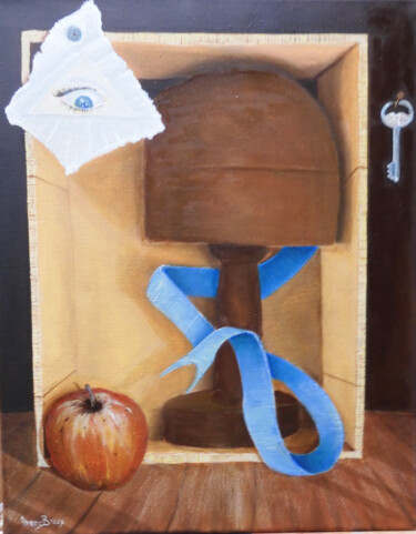 Peinture intitulée "La croqueuse de pom…" par Marc Brees, Œuvre d'art originale, Huile Monté sur Châssis en bois