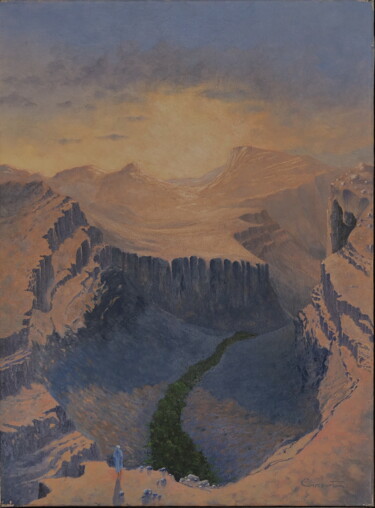 Pintura intitulada "Crépuscule sur le D…" por Marc Brocheton De Circourt, Obras de arte originais, Óleo Montado em Armação e…