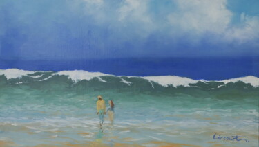 Картина под названием "La vague / The wave" - Marc Brocheton De Circourt, Подлинное произведение искусства, Масло Установлен…