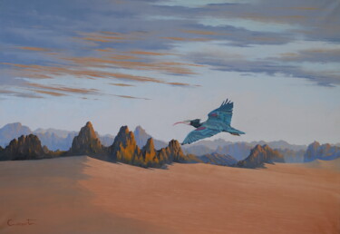 Peinture intitulée "Le vol de l'ibis /…" par Marc Brocheton De Circourt, Œuvre d'art originale, Huile Monté sur Châssis en b…