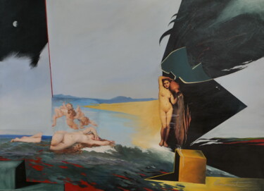 Schilderij getiteld "Rencontre entre A.C…" door Marc Brocheton De Circourt, Origineel Kunstwerk, Olie Gemonteerd op Frame vo…