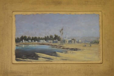 Painting titled "Le village Berbère…" by Marc Brocheton De Circourt, Original Artwork, Oil Mounted on Other rigid panel