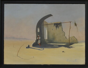 Painting titled "L'attente du désert…" by Marc Brocheton De Circourt, Original Artwork, Oil Mounted on Other rigid panel