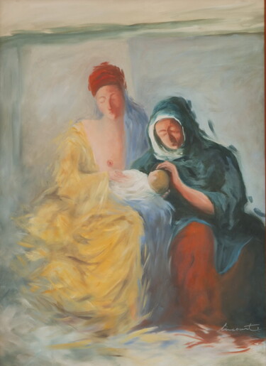 Painting titled "Etude d'après Chass…" by Marc Brocheton De Circourt, Original Artwork, Oil Mounted on Wood Stretcher frame
