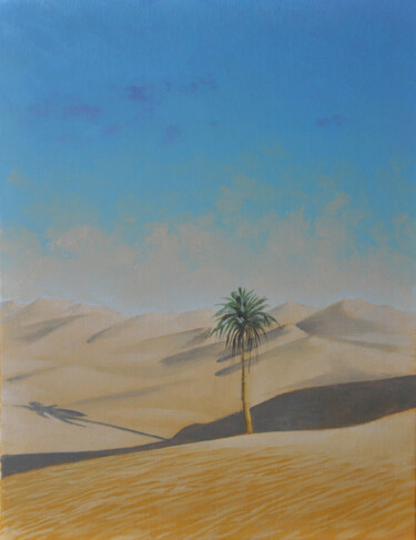 Pittura intitolato "Le palmier solitair…" da Marc Brocheton De Circourt, Opera d'arte originale, Olio Montato su Telaio per…