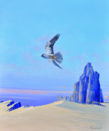 Peinture intitulée "Le faucon de l'amou…" par Marc Brocheton De Circourt, Œuvre d'art originale, Huile Monté sur Châssis en…