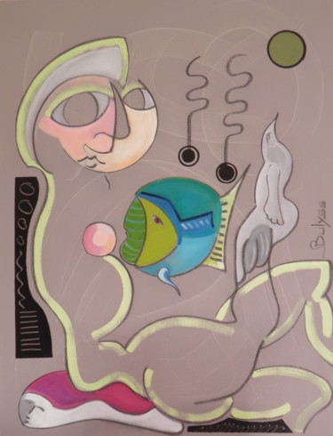 Картина под названием "Battle of yin yang" - Marc Bulyss, Подлинное произведение искусства, Масло Установлен на Деревянная р…