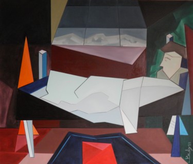 Peinture intitulée "Nuit d'Oural" par Marc Bulyss, Œuvre d'art originale, Huile Monté sur Châssis en bois
