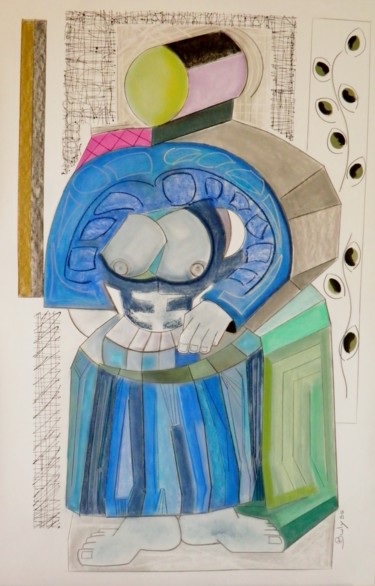 Tekening getiteld "Antonovia Women" door Marc Bulyss, Origineel Kunstwerk, Pastel