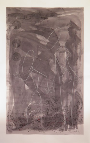 Drawing titled "Cosmic Shadows" by Marc Bulyss, Original Artwork, Ink
