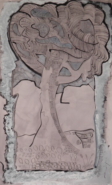 Dessin intitulée "The Tree" par Marc Bulyss, Œuvre d'art originale, Encre