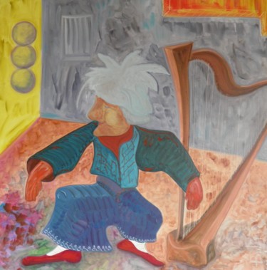 Painting titled "La Harpe d'Igor  (и…" by Marc Bulyss, Original Artwork, Oil Mounted on Wood Stretcher frame