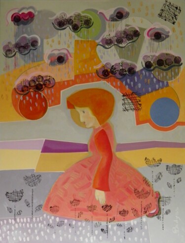 Картина под названием "Angeli and the blac…" - Marc Bulyss, Подлинное произведение искусства, Масло Установлен на Деревянная…