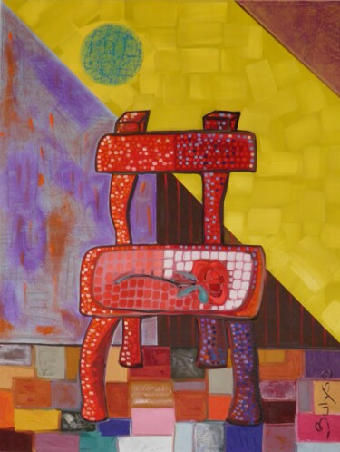 Painting titled "Baldwin James Chair" by Marc Bulyss, Original Artwork, Oil Mounted on Wood Stretcher frame
