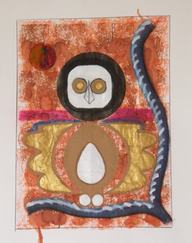 Рисунок под названием "Gold Owl" - Marc Bulyss, Подлинное произведение искусства, Масло