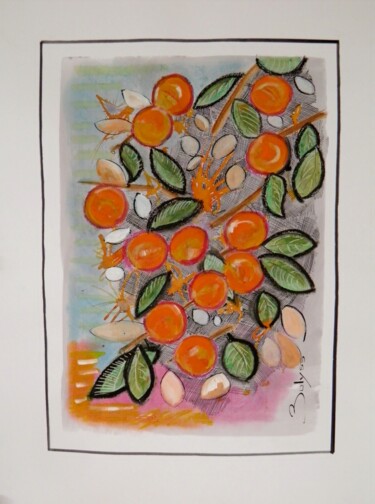 Disegno intitolato "Abricots" da Marc Bulyss, Opera d'arte originale, Pastello