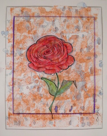 Drawing titled "Marie Rose" by Marc Bulyss, Original Artwork, Conté