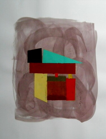 Картина под названием "The cube" - Marc Bulyss, Подлинное произведение искусства, Масло