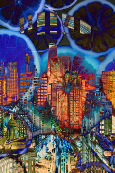 Digitale Kunst mit dem Titel "Cocktail city" von Marc Bulyss, Original-Kunstwerk, Fotomontage