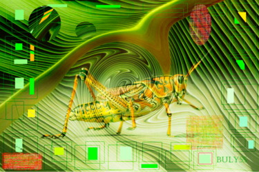 Digital Arts titled "Green Locust" by Marc Bulyss, Original Artwork, Photo Montage