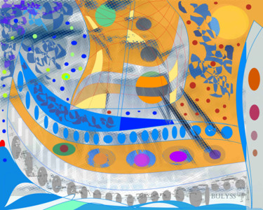 Digitale Kunst mit dem Titel "New world Boat" von Marc Bulyss, Original-Kunstwerk, Digitale Malerei