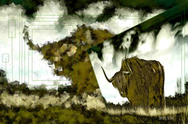 Grafika cyfrowa / sztuka generowana cyfrowo zatytułowany „Asian Green Buffalo” autorstwa Marc Bulyss, Oryginalna praca, Mala…