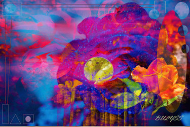 Digital Arts titled "Floral Dramatic Sky" by Marc Bulyss, Original Artwork, Digital Painting