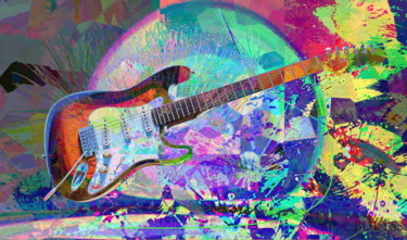 Arts numériques intitulée "Guitar Play" par Marc Bulyss, Œuvre d'art originale, Peinture numérique