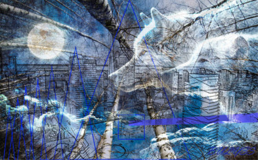 Arte digitale intitolato "Wolves in the City" da Marc Bulyss, Opera d'arte originale, Pittura digitale