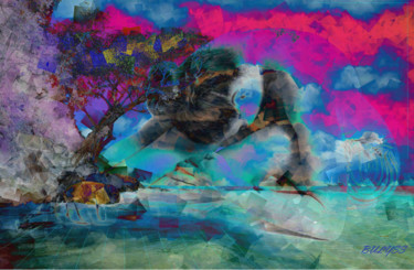 Digital Arts titled "Blue Lagon Dancer" by Marc Bulyss, Original Artwork, Digital Painting