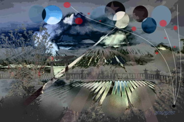Digital Arts titled "Chinese Ice Sun" by Marc Bulyss, Original Artwork, Digital Painting