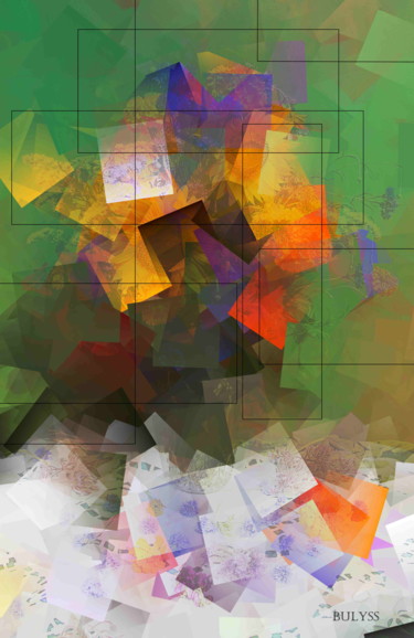 Arts numériques intitulée "Cubism Flowers" par Marc Bulyss, Œuvre d'art originale, Peinture numérique