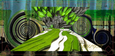 Digitale Kunst mit dem Titel "Green Vietnam" von Marc Bulyss, Original-Kunstwerk, Digitale Malerei