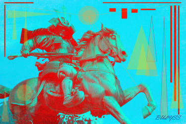 Digital Arts titled "Red Samouraî" by Marc Bulyss, Original Artwork, Digital Painting