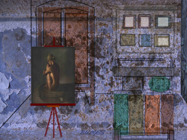 Artes digitais intitulada "Artist's Room" por Marc Bulyss, Obras de arte originais, Pintura digital