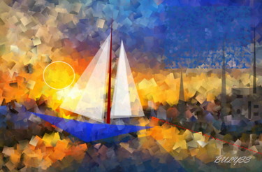 Digitale Kunst mit dem Titel "Bermudes" von Marc Bulyss, Original-Kunstwerk, Digitale Malerei