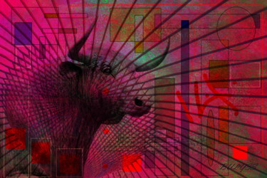 Digital Arts titled "Stop your Bullfight" by Marc Bulyss, Original Artwork, Digital Painting