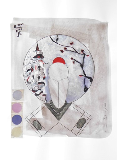 Dessin intitulée "Samouraî N°3" par Marc Bulyss, Œuvre d'art originale, Huile