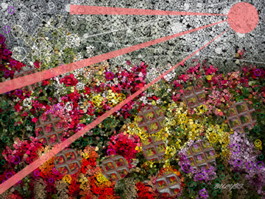 Arts numériques intitulée "Flowers Garden" par Marc Bulyss, Œuvre d'art originale, Peinture numérique