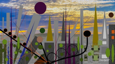 Digitale Kunst mit dem Titel "Garden  in the  Des…" von Marc Bulyss, Original-Kunstwerk, Digitale Malerei