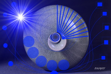 Digital Arts titled "The Klein Blue Eye" by Marc Bulyss, Original Artwork, Digital Painting