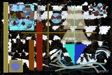 Digitale Kunst mit dem Titel "Blue Boat" von Marc Bulyss, Original-Kunstwerk, Digitale Malerei